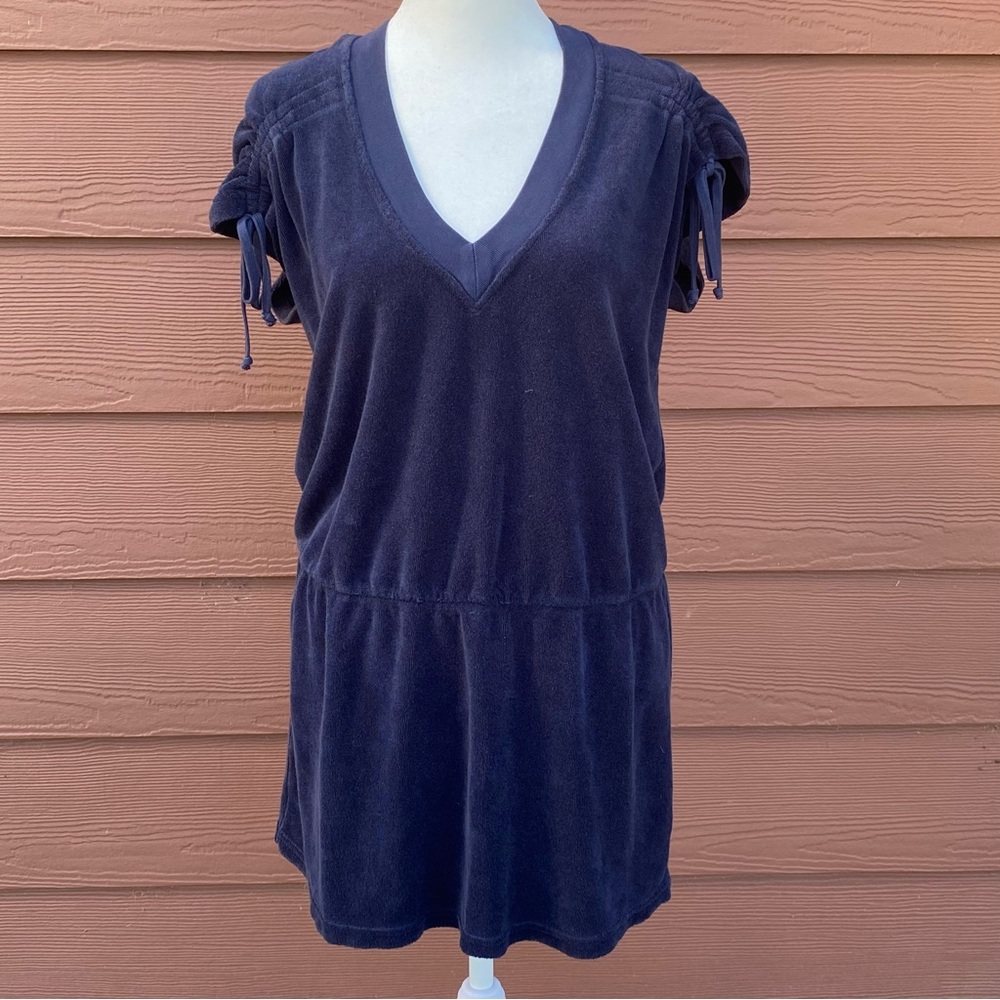 Vintage Y2K Juicy Courture Navy Blue/Purple Terry Cloth Dress - Size Small